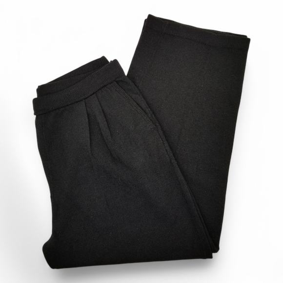 Don Sayres For Wellmore VINTAGE Black Wool Blend Knit Wide Leg Pants SAKS - 16 - Picture 1 of 6
